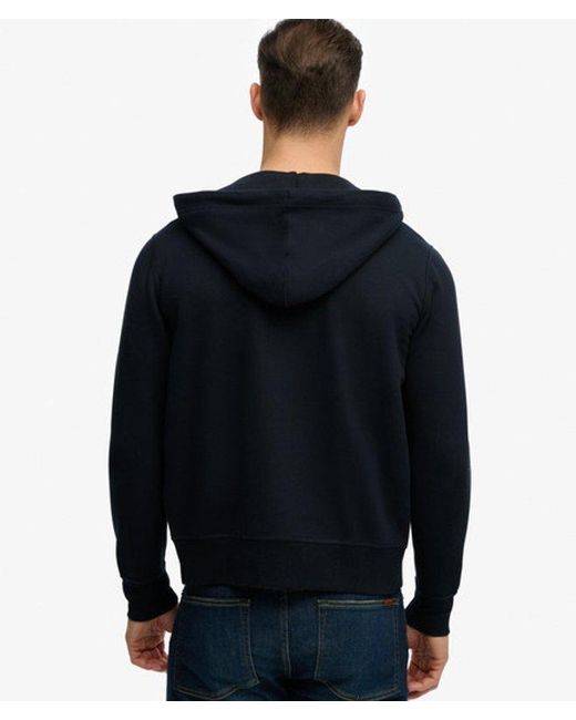 Superdry Blue & Co Monogram Embroidered Zip Hoodie for men