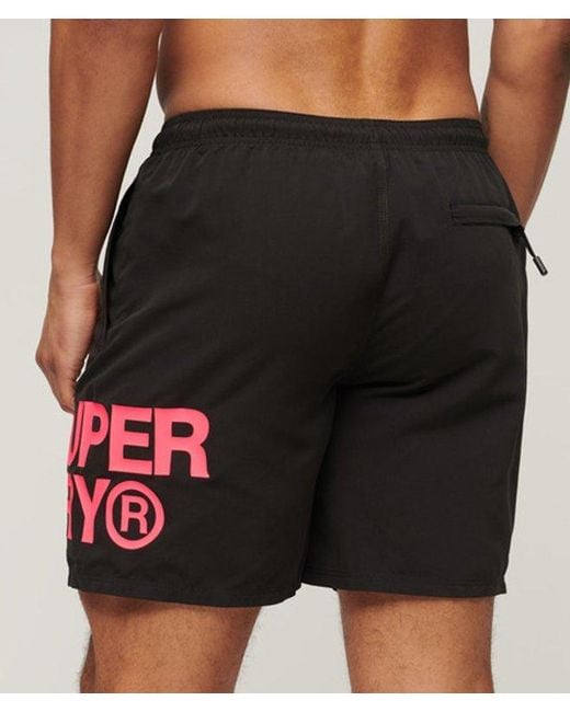Superdry Black & Co Sportswear Logo 17-inch Recycled Swim Shorts for men