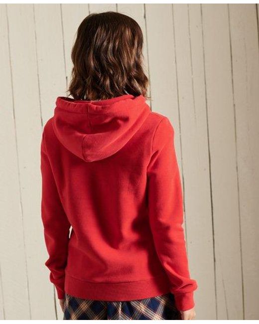 Superdry Red Script Style College Hoodie Festive