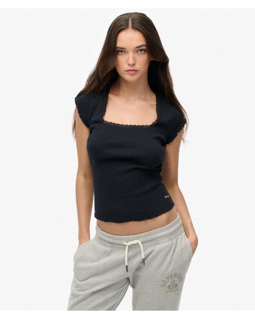 Superdry Black & Co Athletic Essentials Square Neck Top