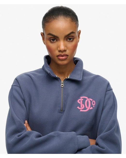 Superdry Blue & Co . Collared Half Zip Sweatshirt