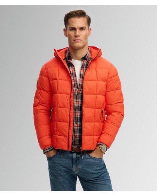 Superdry Red & Co Hooded Box Quilt Fuji Lite Jacket for men