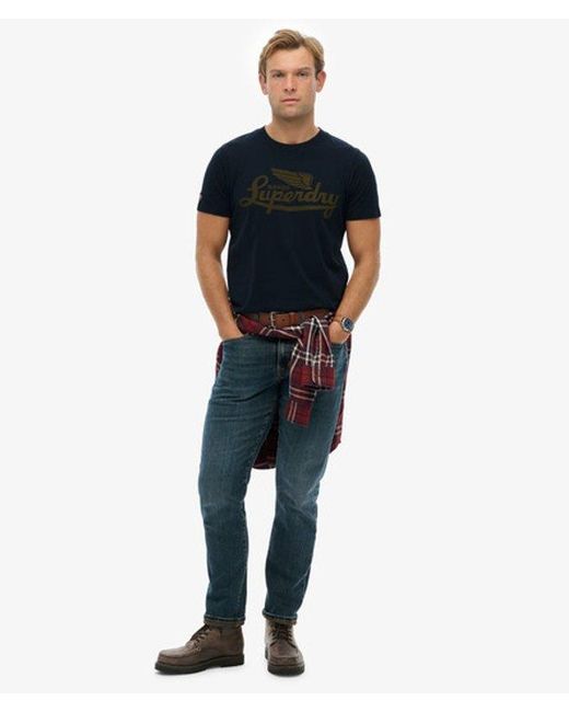 Superdry Blue Heritage Brand Relaxed T-Shirt for men