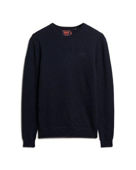 Superdry Blue Essential Slim Fit Crew Jumper for men