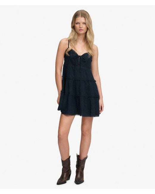 Superdry Black & Co Cheesecloth Tiered Mini Dress