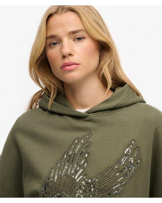Femme Sweat À Capuche Overtaille Fantaisie Effet Tatouage Taille Superdry en coloris Green