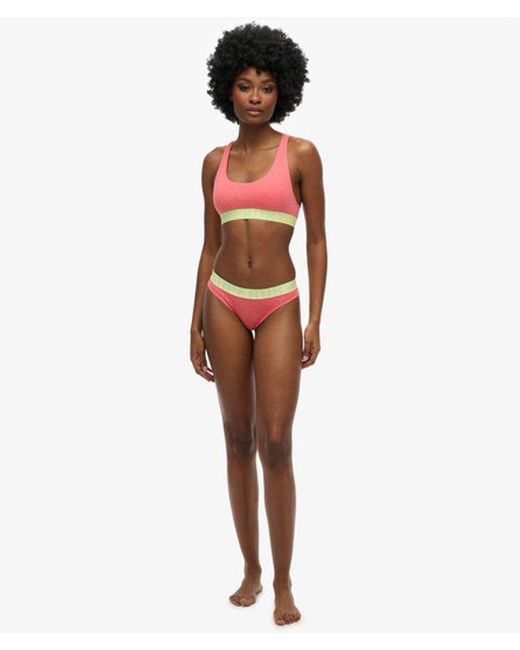 Superdry Red Organic Cotton Large Logo Bikini Briefs