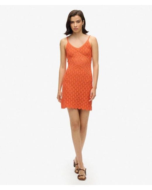Superdry Orange & Co Cotton Crochet Cami Mini Dress