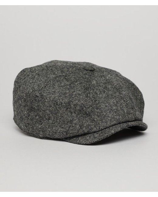 Superdry Blue & Co Fully Lined Herringbone Baker Boy Cap for men