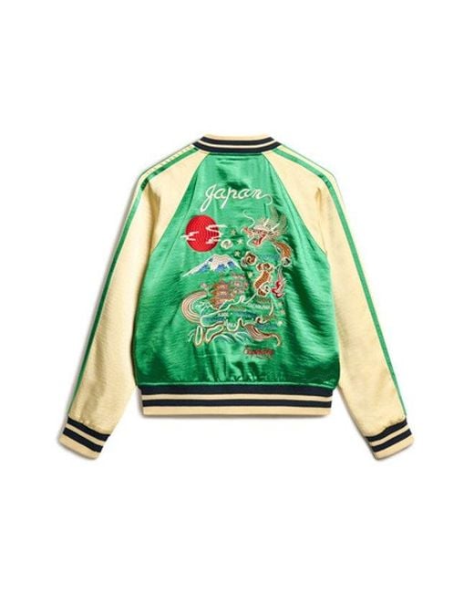 Superdry Green Sukajan Embroidered Bomber Jacket
