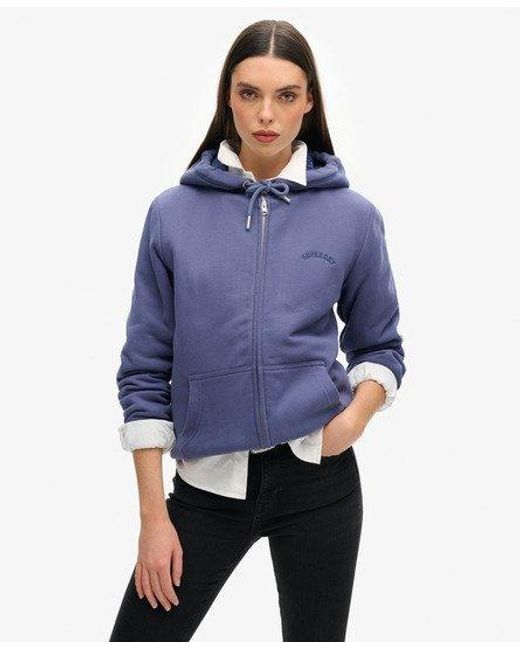 Femme Sweat À Capuche Zippé Et Doublé En Peau Lainée Taille Superdry en coloris Blue