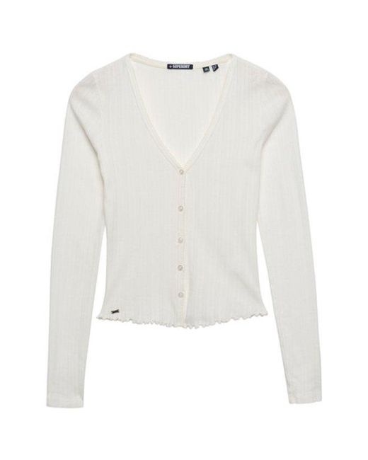 Superdry Blue & Co Athletic Essential Pointelle Cardigan