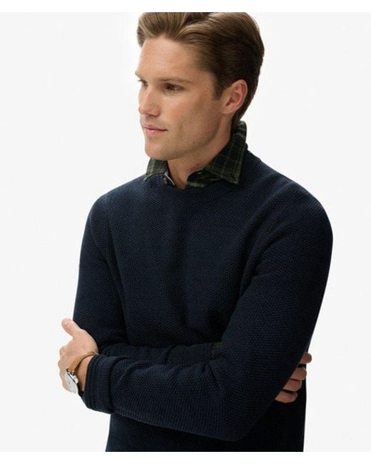 Superdry Blue & Co Light Weight Cotton Texture Jumper for men