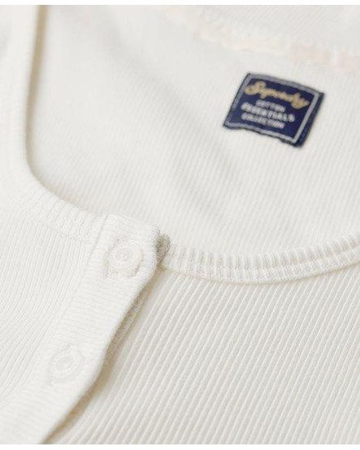 Superdry White Athletic Essentials Button Down Vest Top