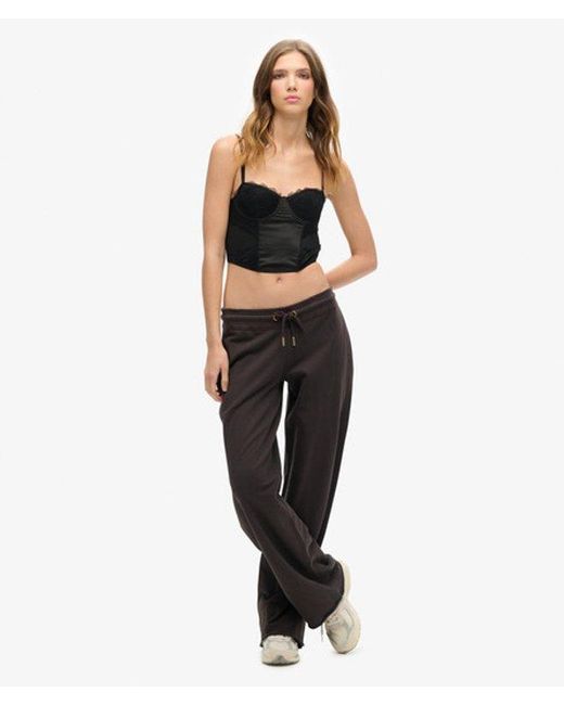 Superdry Black & Co Satin And Mesh Lace Corset Top