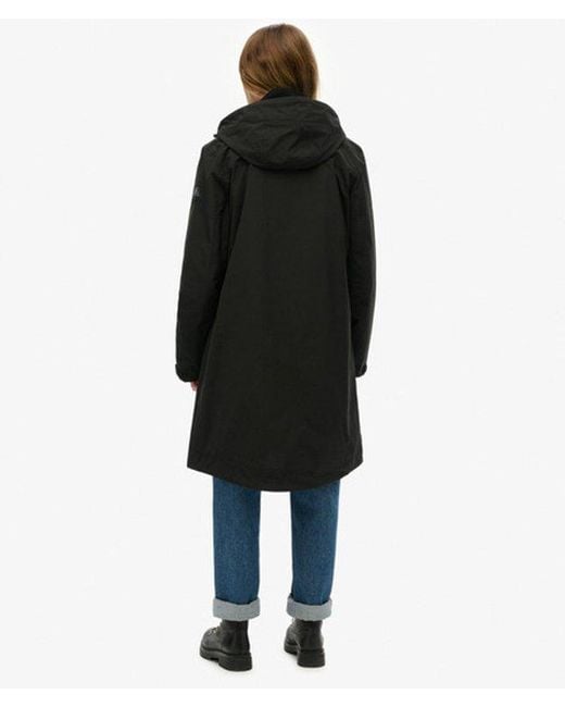 Superdry Lange Shell Parka Met Capuchon in het Black