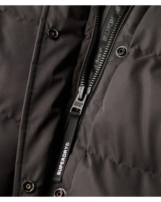 Superdry Black Classic Microfibre Longline Puffer Coat