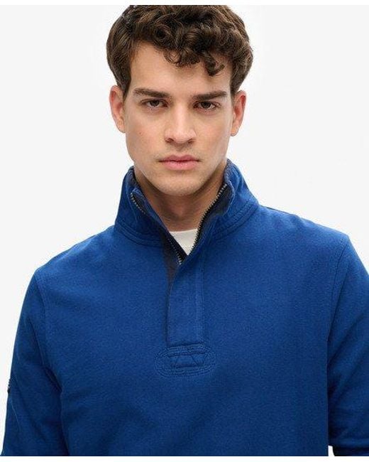 Homme T-Shirt Classique En Coton À Manches Longues Et Col Tunisien Taille Superdry pour homme en coloris Blue