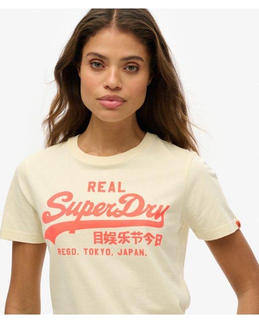 Superdry Blue & Co Vintage Logo Neon Fitted T-shirt