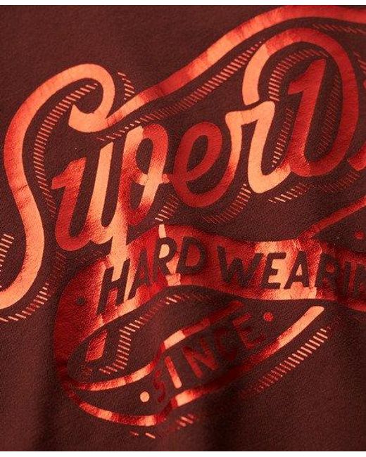 Superdry Aansluitend Workwear T-shirt Met Folieprint in het Red