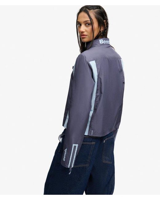 Superdry Blue Bench X & Co Bench Racer Shell Double Zip Jacket