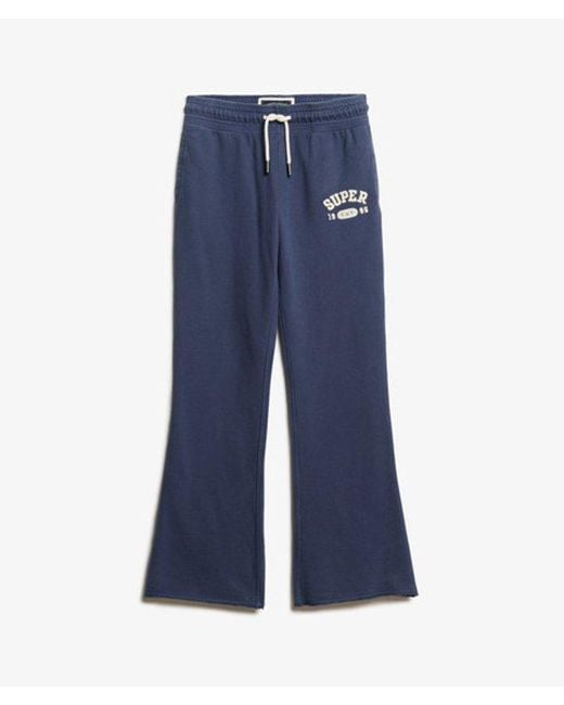 Superdry Athletic Essentials joggingbroek Met Lage Taille En Wijde Pijpen in het Blue