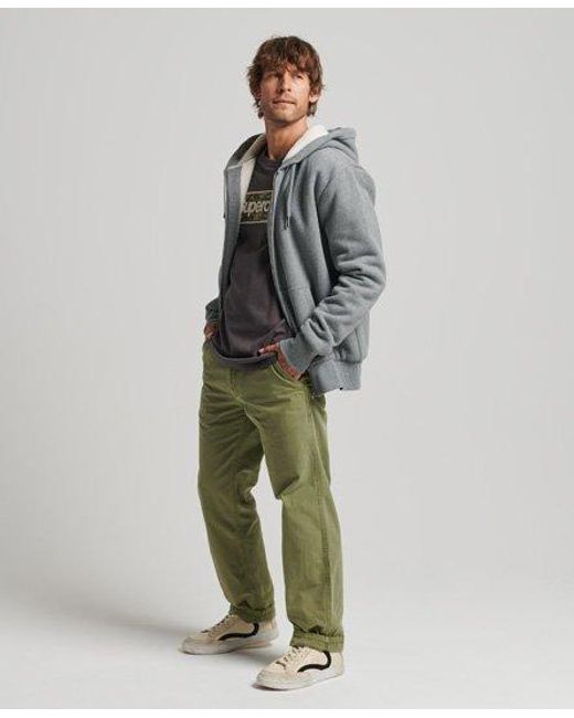 Superdry Gray Borg Lined Zip Hoodie Rich Charcoal Marl for men