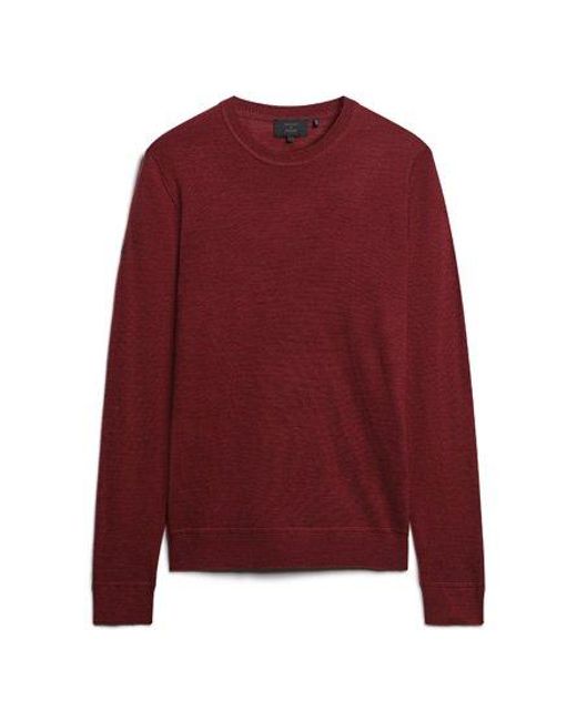 Superdry Red Merino Crew Neck Jumper for men