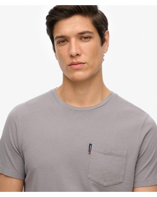 Superdry Gray Classic Essential Pocket T-shirt for men