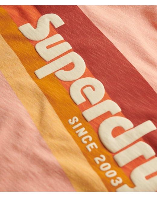 Superdry Red Terrain Logo Stripe Relaxed T-shirt for men