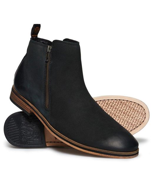 Superdry Black Trenton Zip Boots for men