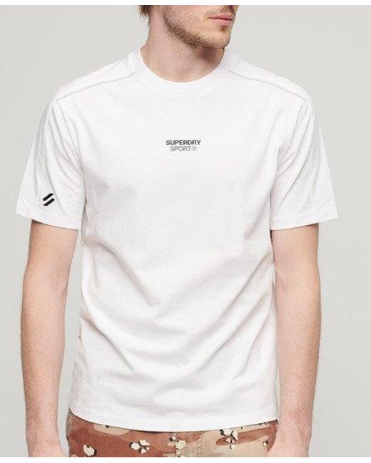 Superdry White Sport Tech Logo Relaxed T-shirt for men