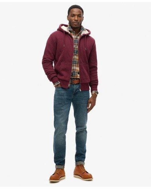 Superdry Purple Essential Borg Lined Zip Hoodie for men