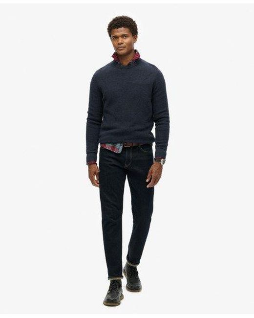 Superdry Blue Textured Crew Knitted Jumper for men