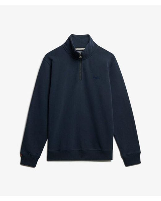 Superdry Essential Logo Halve Rits in het Blue voor heren