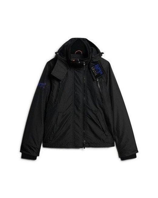 Superdry Black Classic Embroidered Logo Hooded Mountain Sd Windbreaker Jacket for men