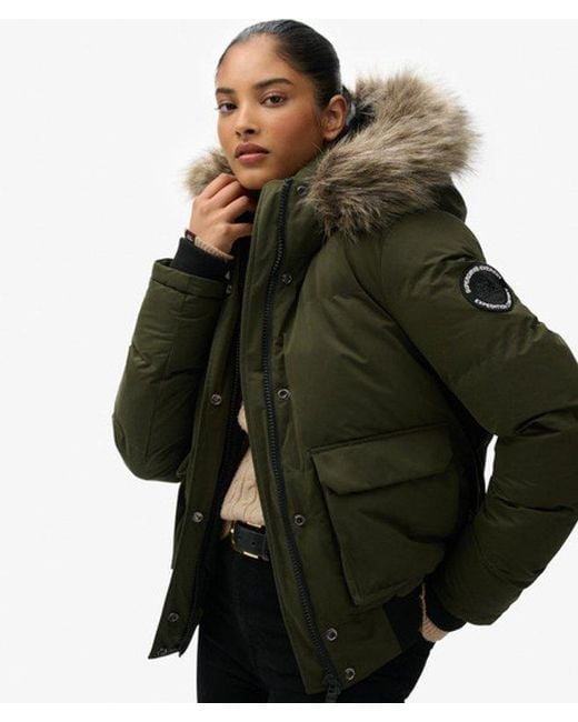 Superdry Green Everest Microfibre Ella Bomber Jacket