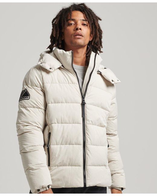 Superdry Synthetic Microfibre Mountain Puffer Jacket Beige / Pelican in ...