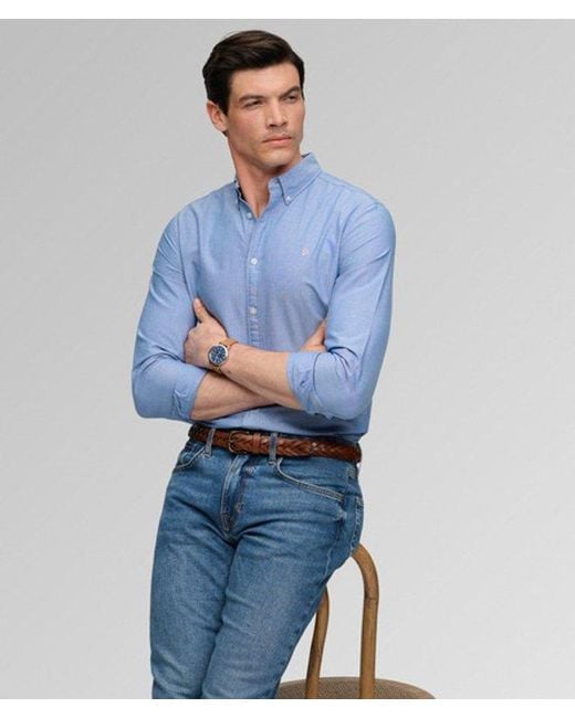 Superdry Blue & Co Classic Oxford Long Sleeve Shirt for men