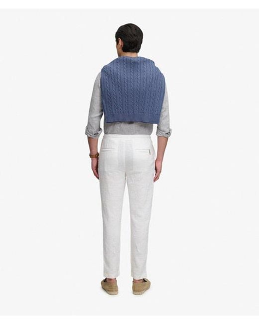 Superdry Blue Merchant Linen Pants for men