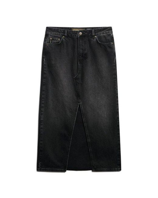 Superdry Black & Co Denim Split Maxi Skirt