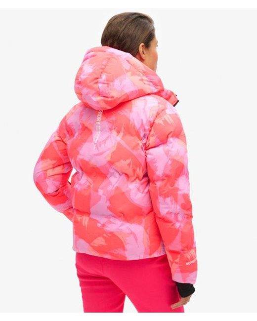 Superdry Red Hooded Ski Boxy Puffer Jacket