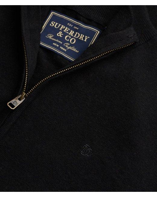 Superdry Black & Co Essential Lightweight Wool Blend Half Zip Jumper for men