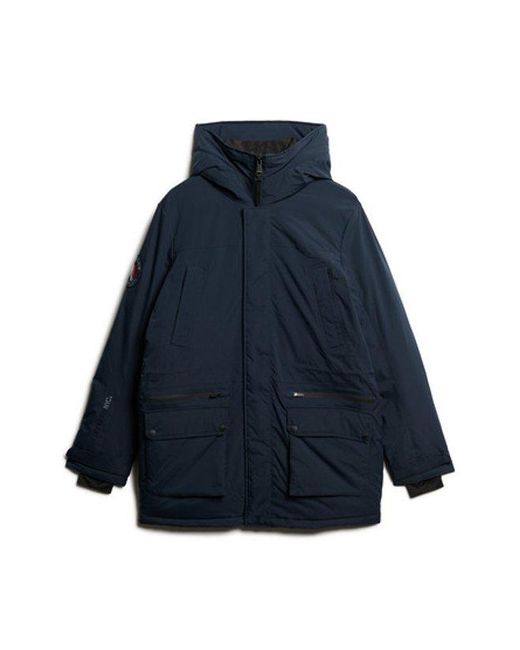 Superdry Blue City Padded Parka Coat for men