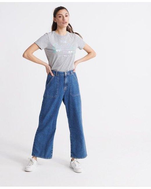 Superdry White Vintage Logo Stitch Sequin T-Shirt Marl