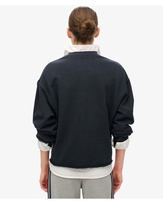 Superdry Black & Co Athletic Essentials Loose Crop Crew Sweatshirt