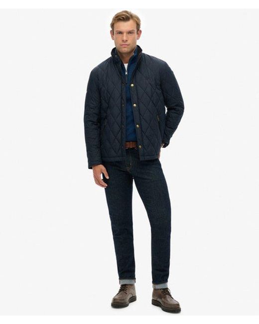 Superdry Blue Quilted Estate Country Jacket for men