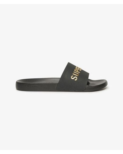 Superdry Black & Co Logo Pool Sliders for men