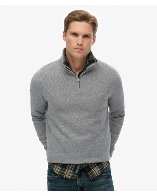 Homme Pull Texturé En Coton À Col Camionneur Taille Superdry pour homme en coloris Gray