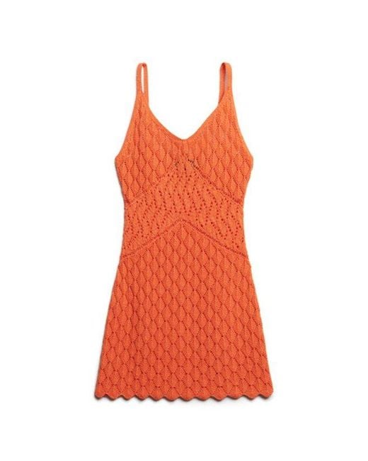 Superdry Orange & Co Cotton Crochet Cami Mini Dress